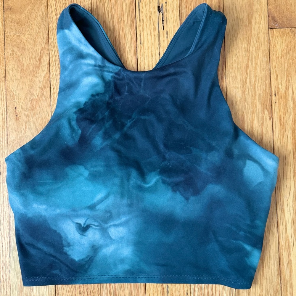 Athleta Long Line Sports Bra Womens Size S Dark Green Tie Dye